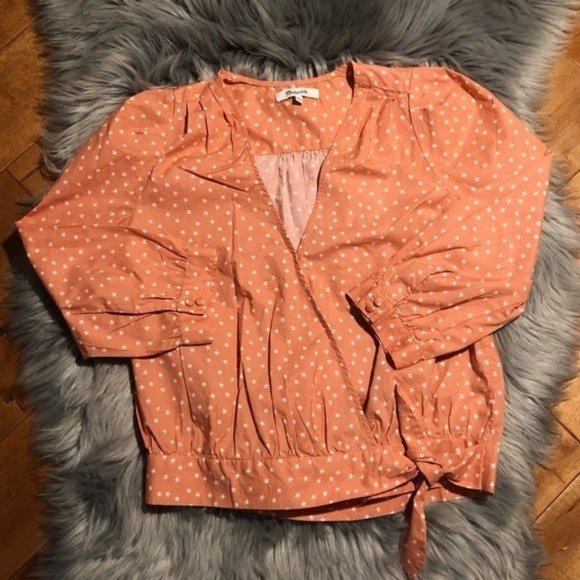 Madewell Star Print Wrap Blouse Size XSmall - Picture 3 of 5